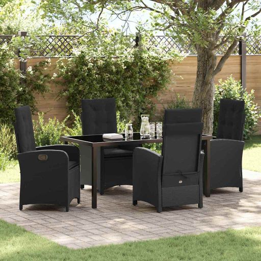 vidaXL Garten Essgruppe mit Kissen 3 pcs Schwarz Poly-Rattan