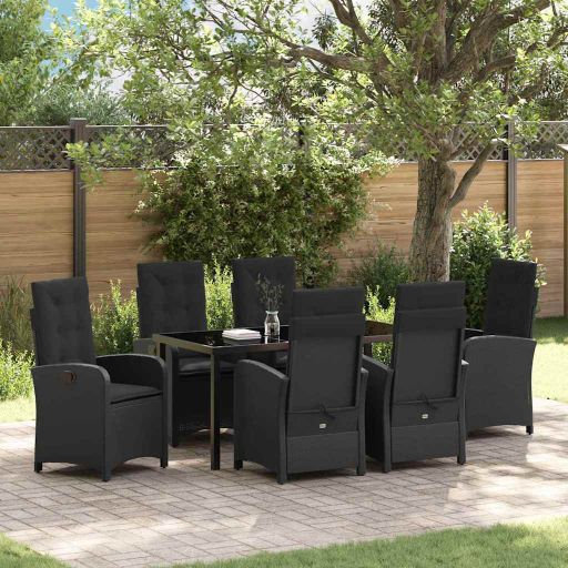 vidaXL Garten Essgruppe mit Kissen 3 pcs Schwarz Poly-Rattan