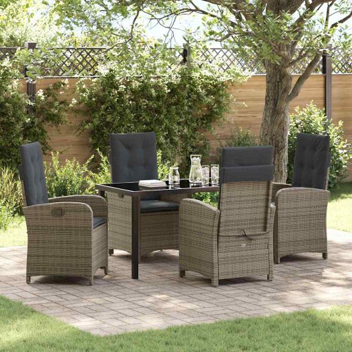 vidaXL Garten Essgruppe mit Kissen 3 pcs Schwarz Poly-Rattan