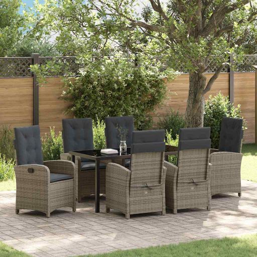 vidaXL Garten Essgruppe mit Kissen 3 pcs Schwarz Poly-Rattan