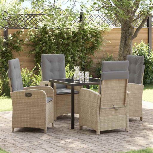 vidaXL Garten Essgruppe mit Kissen 3 pcs Schwarz Poly-Rattan
