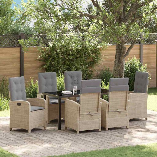 vidaXL Garten Essgruppe mit Kissen 3 pcs Schwarz Poly-Rattan