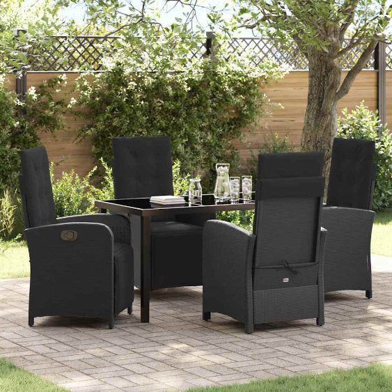 vidaXL Garten Essgruppe mit Kissen 3 pcs Schwarz Poly-Rattan