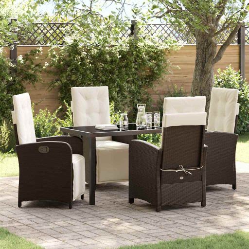 vidaXL Garten Essgruppe mit Kissen 3 pcs Schwarz Poly-Rattan