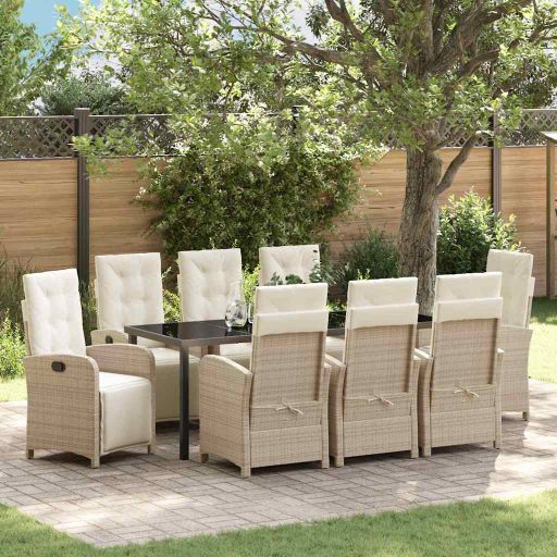 vidaXL Garten Essgruppe mit Kissen 3 pcs Schwarz Poly-Rattan