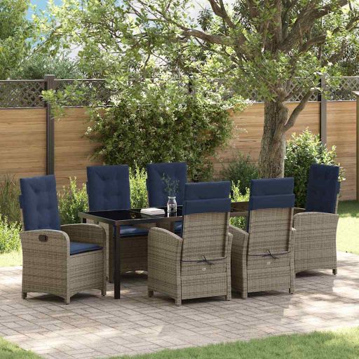 vidaXL Garten Essgruppe mit Kissen 3 pcs Grau Poly-Rattan