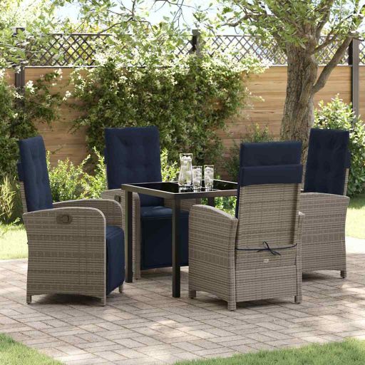 vidaXL Garten Essgruppe mit Kissen 3 pcs Grau Poly-Rattan