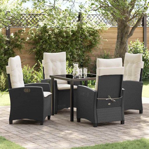 vidaXL Garten Essgruppe mit Kissen 3 pcs Schwarz Poly-Rattan