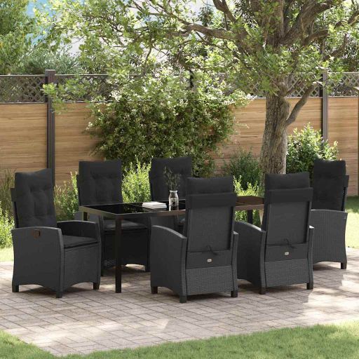 vidaXL Garten Essgruppe mit Kissen 3 pcs Schwarz Poly-Rattan