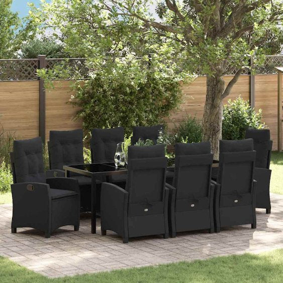 vidaXL Garten Essgruppe mit Kissen 3 pcs Schwarz Poly-Rattan