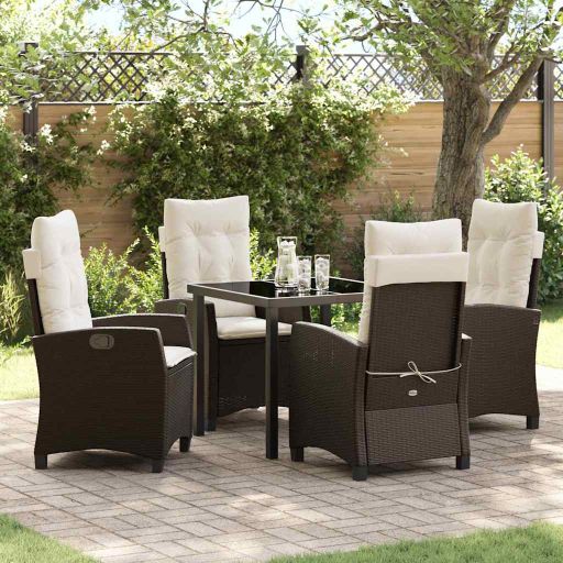 vidaXL Garten Essgruppe mit Kissen 3 pcs Schwarz Poly-Rattan