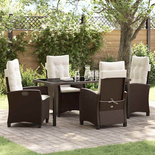 vidaXL Garten Essgruppe mit Kissen 3 pcs Schwarz Poly-Rattan