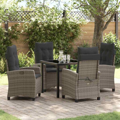 vidaXL Garten Essgruppe mit Kissen 3 pcs Schwarz Poly-Rattan