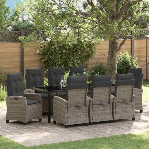 vidaXL Garten Essgruppe mit Kissen 3 pcs Schwarz Poly-Rattan