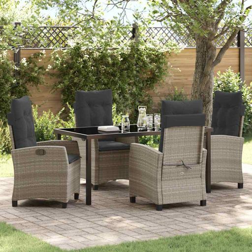 vidaXL Garten Essgruppe mit Kissen 3 pcs Schwarz Poly-Rattan