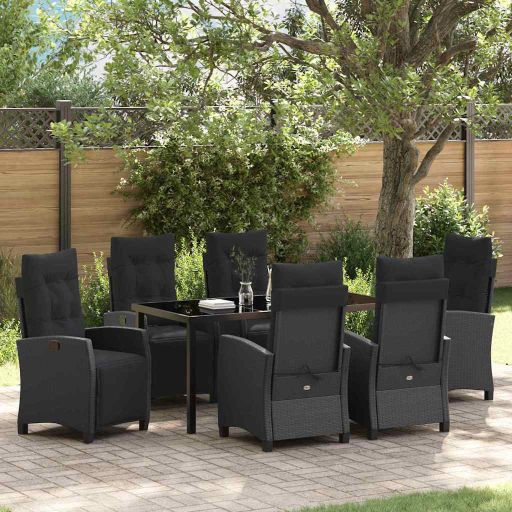 vidaXL Garten Essgruppe 3 pcs Schwarz Poly-Rattan