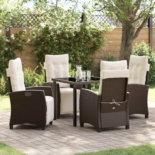 vidaXL Garten Essgruppe 3 pcs Schwarz Poly-Rattan