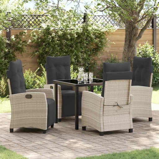 vidaXL Garten Essgruppe 3 pcs Schwarz Poly-Rattan