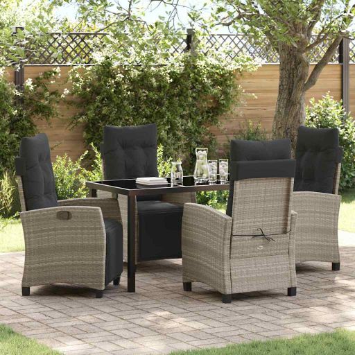 vidaXL Garten Essgruppe 3 pcs Schwarz Poly-Rattan