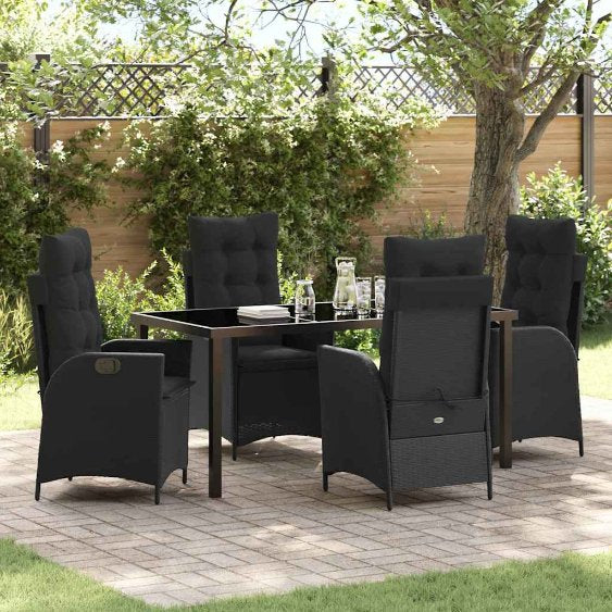 vidaXL Garten Essgruppe mit Kissen 3 pcs Schwarz Poly-Rattan