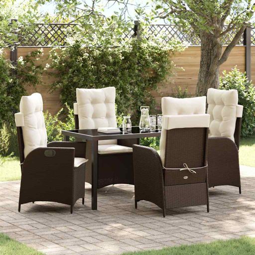vidaXL Garten Essgruppe mit Kissen 3 pcs Schwarz Poly-Rattan