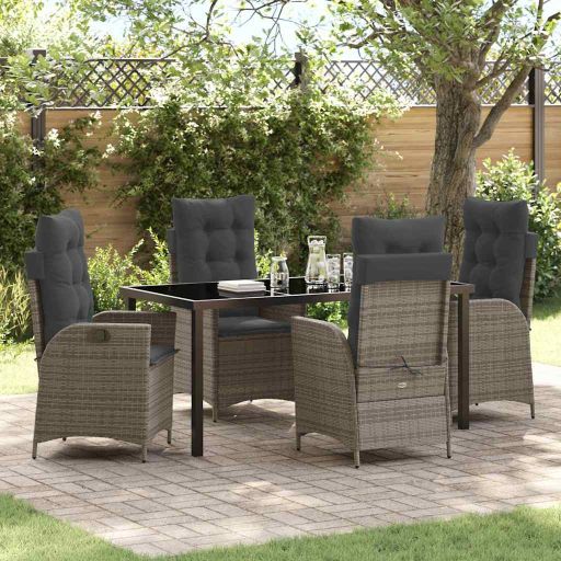 vidaXL Garten Essgruppe mit Kissen 3 pcs Schwarz Poly-Rattan