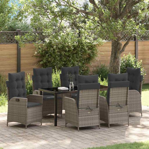 vidaXL Garten Essgruppe mit Kissen 3 pcs Schwarz Poly-Rattan