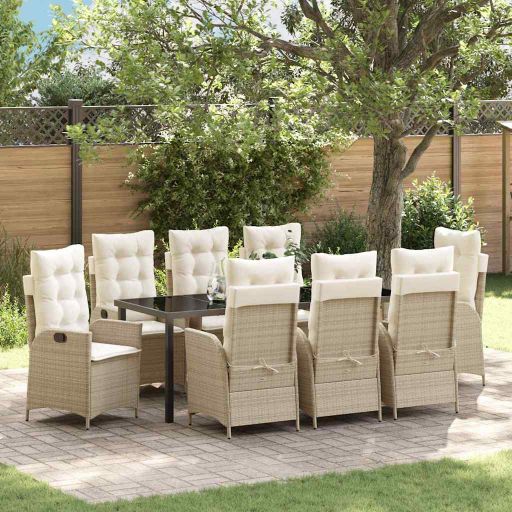 vidaXL Garten Essgruppe mit Kissen 3 pcs Schwarz Poly-Rattan