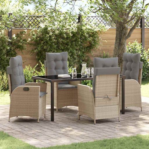 vidaXL Garten Essgruppe mit Kissen 3 pcs Schwarz Poly-Rattan