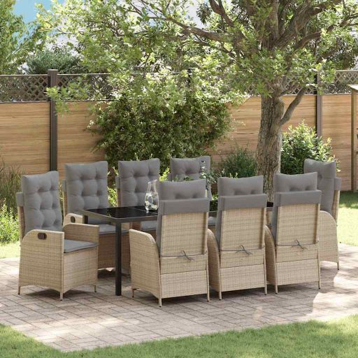 vidaXL Garten Essgruppe mit Kissen 3 pcs Schwarz Poly-Rattan