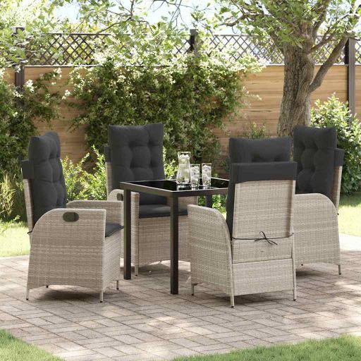 vidaXL Garten Essgruppe mit Kissen 3 pcs Schwarz Poly-Rattan