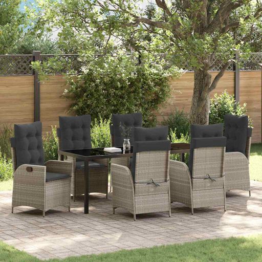 vidaXL Garten Essgruppe mit Kissen 3 pcs Schwarz Poly-Rattan