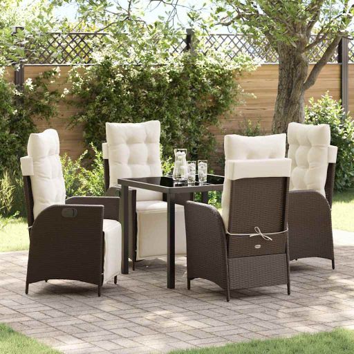vidaXL Garten Essgruppe mit Kissen 3 pcs Schwarz Poly-Rattan