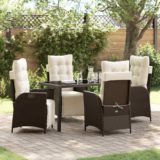 vidaXL Garten Essgruppe mit Kissen 3 pcs Schwarz Poly-Rattan