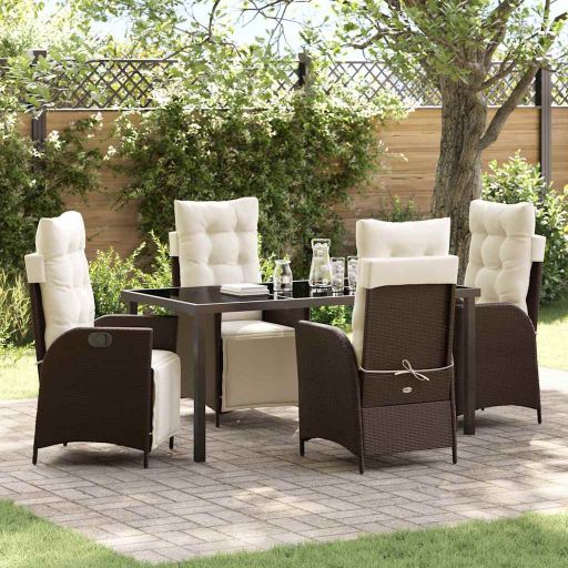 vidaXL Garten Essgruppe mit Kissen 3 pcs Schwarz Poly-Rattan