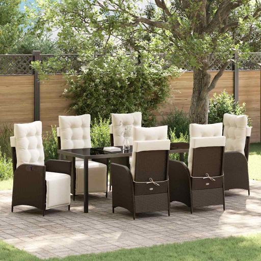 vidaXL Garten Essgruppe mit Kissen 3 pcs Schwarz Poly-Rattan