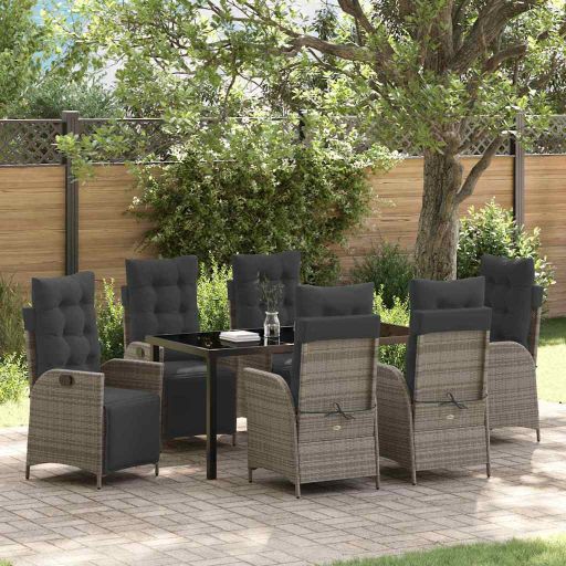 vidaXL Garten Essgruppe mit Kissen 3 pcs Schwarz Poly-Rattan