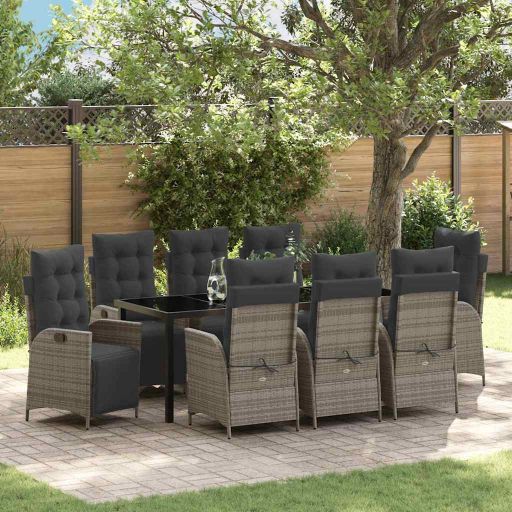 vidaXL Garten Essgruppe mit Kissen 3 pcs Schwarz Poly-Rattan