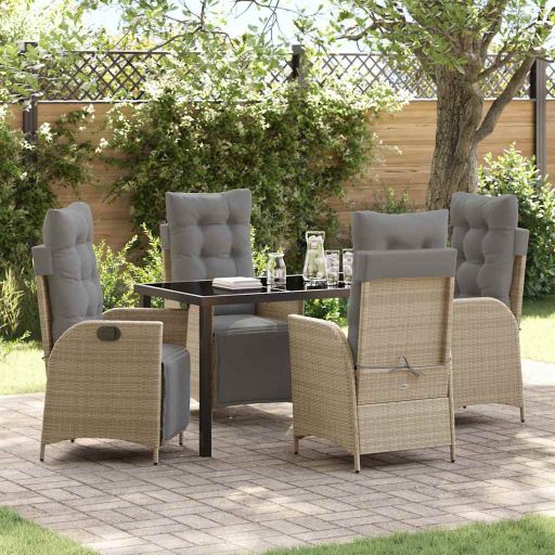 vidaXL Garten Essgruppe mit Kissen 3 pcs Schwarz Poly-Rattan