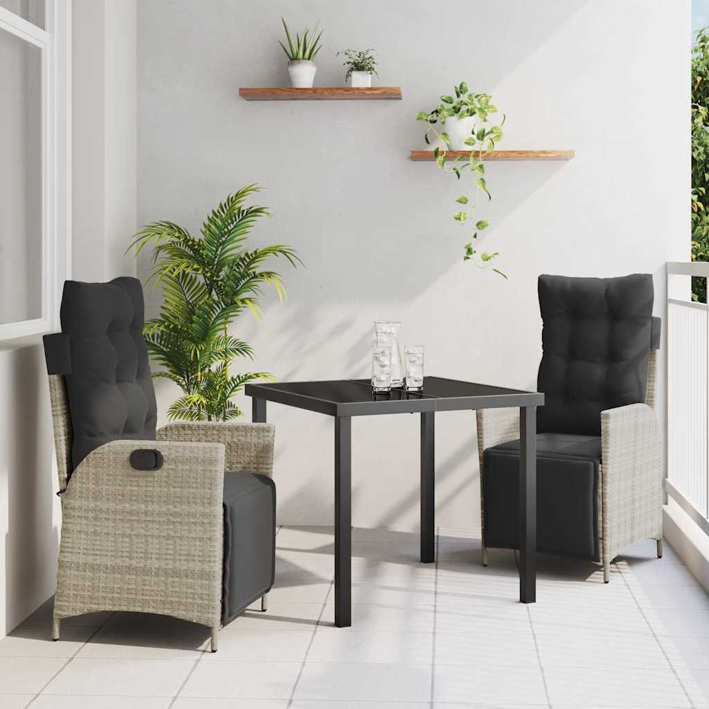 vidaXL Garten Essgruppe mit Kissen 3 pcs Schwarz Poly-Rattan