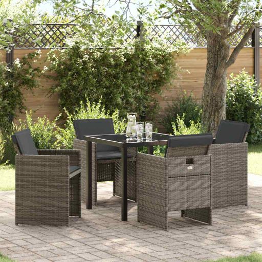 vidaXL Garten Essgruppe 5 pcs Schwarz Poly-Rattan