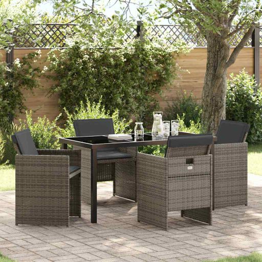 vidaXL Garten Essgruppe 5 pcs Schwarz Poly-Rattan