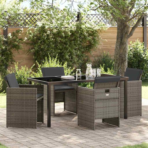 vidaXL Garten Essgruppe 5 pcs Schwarz Poly-Rattan