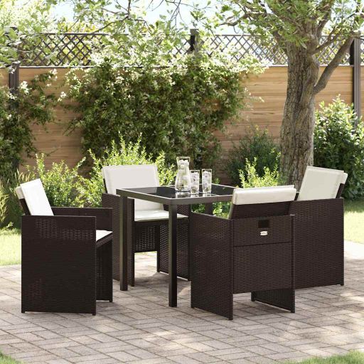 vidaXL Garten Essgruppe 5 pcs Schwarz Poly-Rattan
