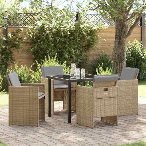 vidaXL Garten Essgruppe 5 pcs Schwarz Poly-Rattan