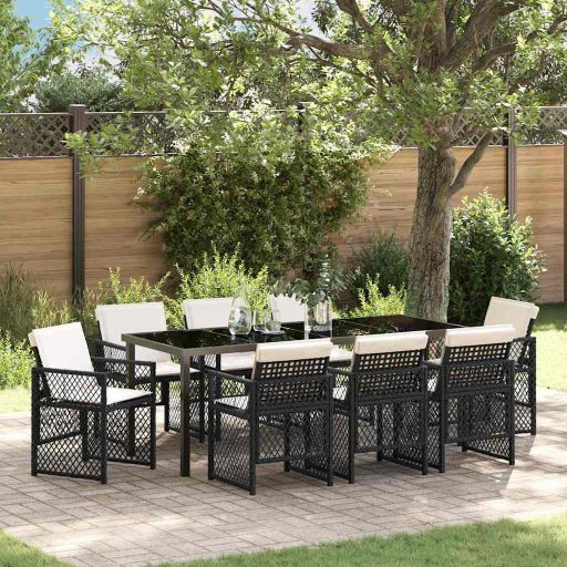 vidaXL Garten Essgruppe 5 pcs Schwarz Poly-Rattan