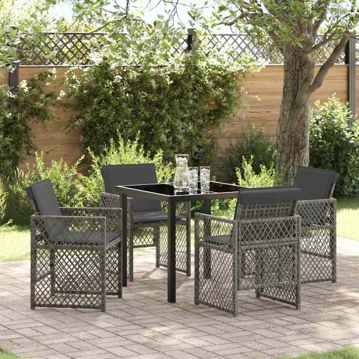 vidaXL Garten Essgruppe 5 pcs Schwarz Poly-Rattan