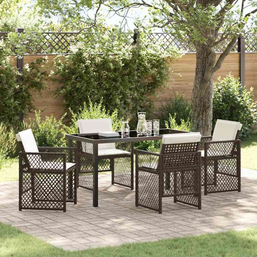 vidaXL Garten Essgruppe 5 pcs Schwarz Poly-Rattan