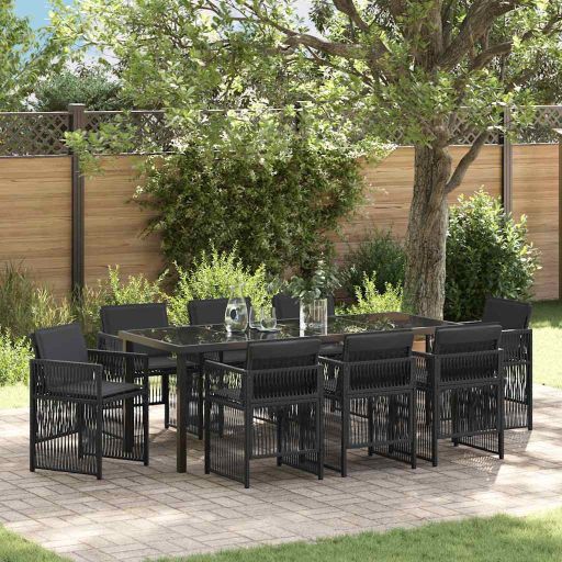 vidaXL Garten Essgruppe 5 pcs Schwarz Pulverbeschichteter Stahl