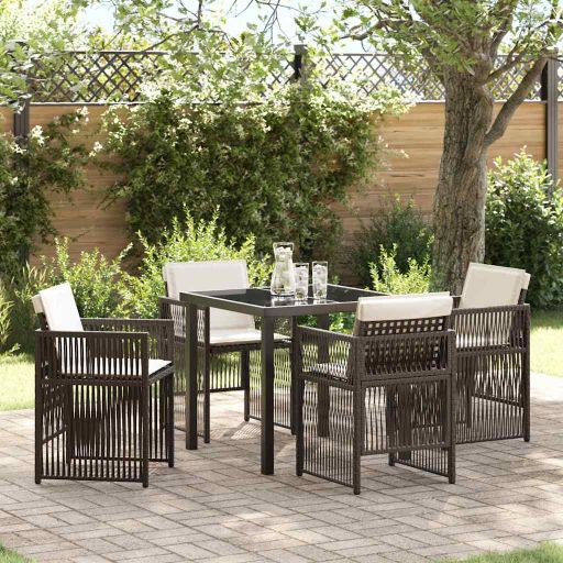 vidaXL Garten Essgruppe 5 pcs Schwarz Pulverbeschichteter Stahl